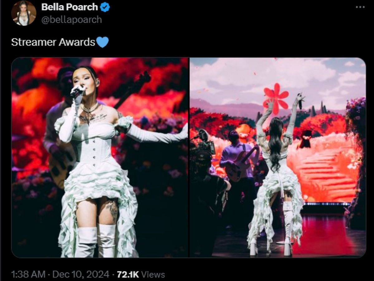 Bella Poarch shares snaps from her performance in the Streamer Awards 2024 (Image via X/@Bella Poarch)