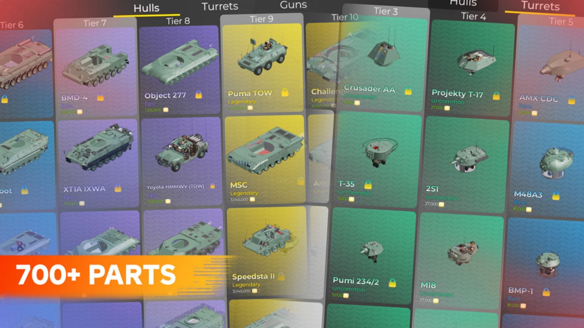 Own all tanks in Cursed Tank Simulator (Image via Roblox)