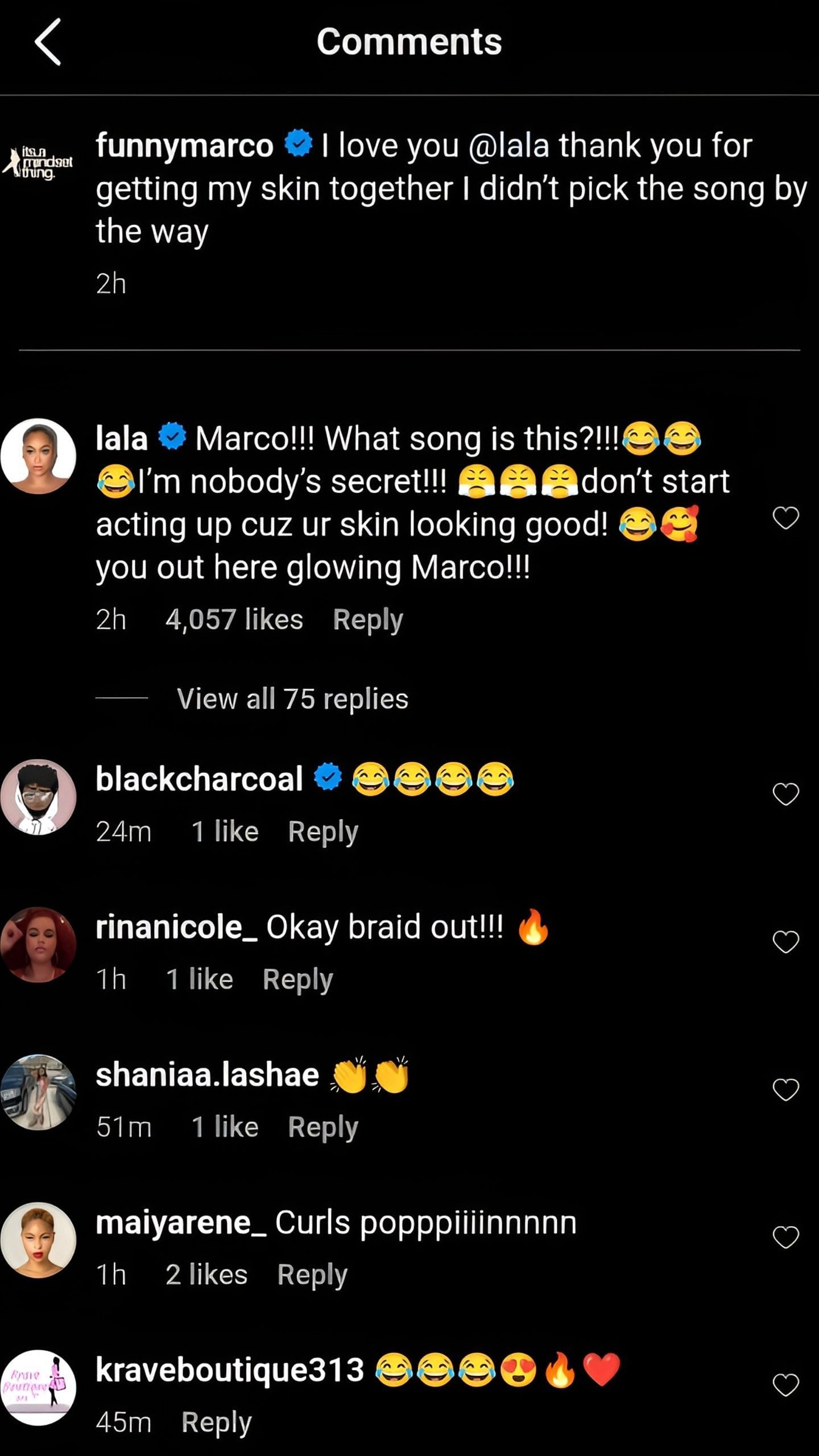 La La Anthony comment on Funny Marcos&#039; post [Credit: IG/@funnymarco]