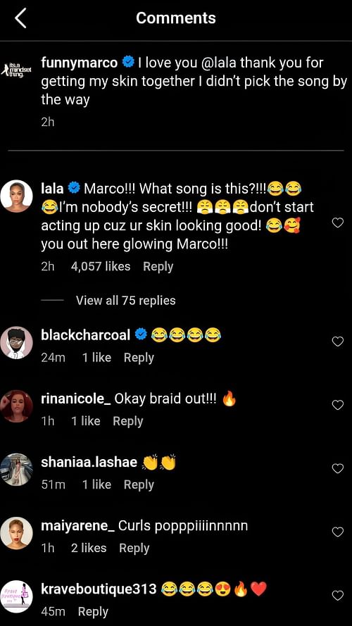 La La Anthony comment on Funny Marcos' post [Credit: IG/@funnymarco]