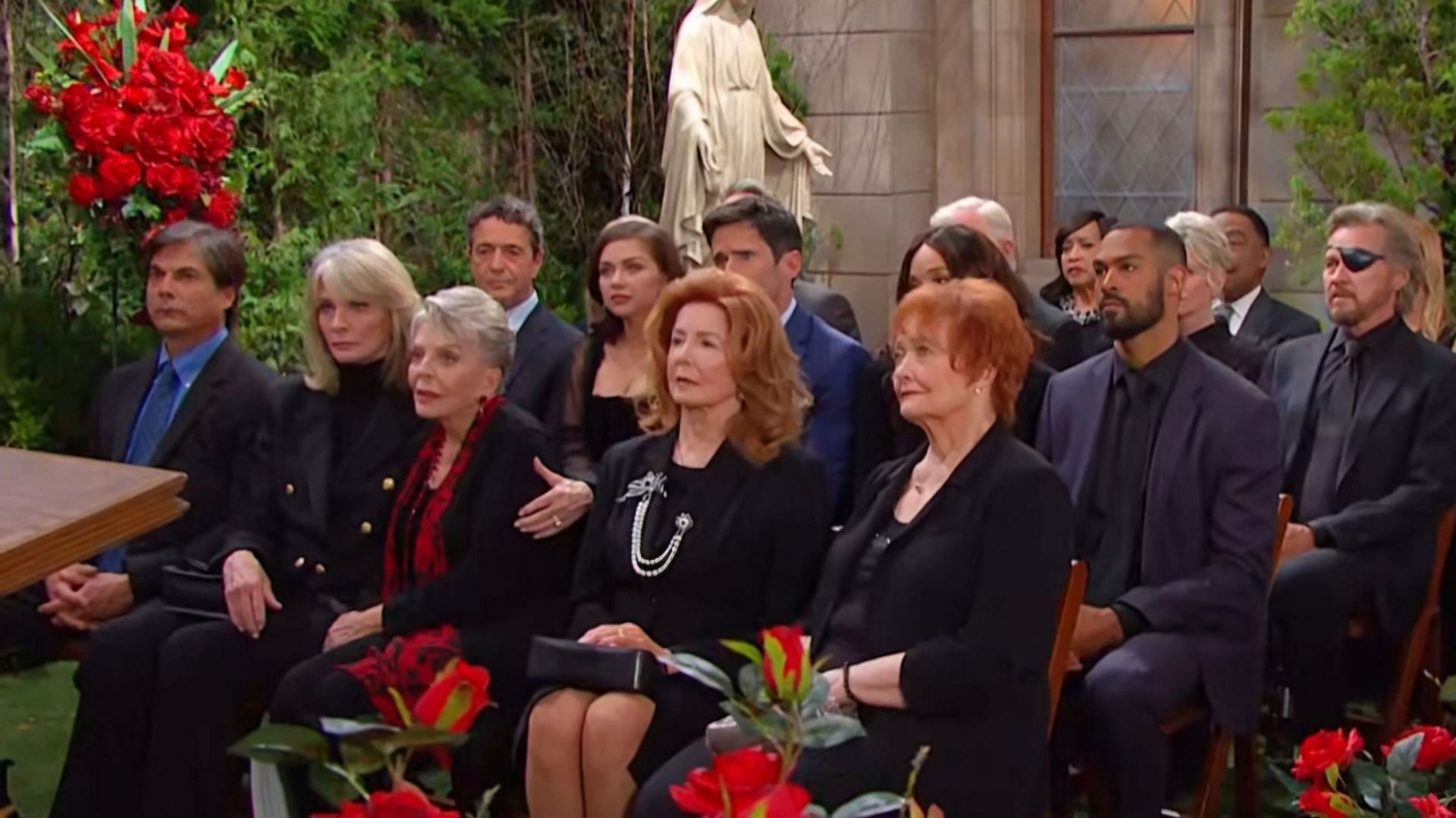 A still of the funeral held for Doug Williams on the promo video for Days of Our Lives (via @dayspeacock / Instagram)