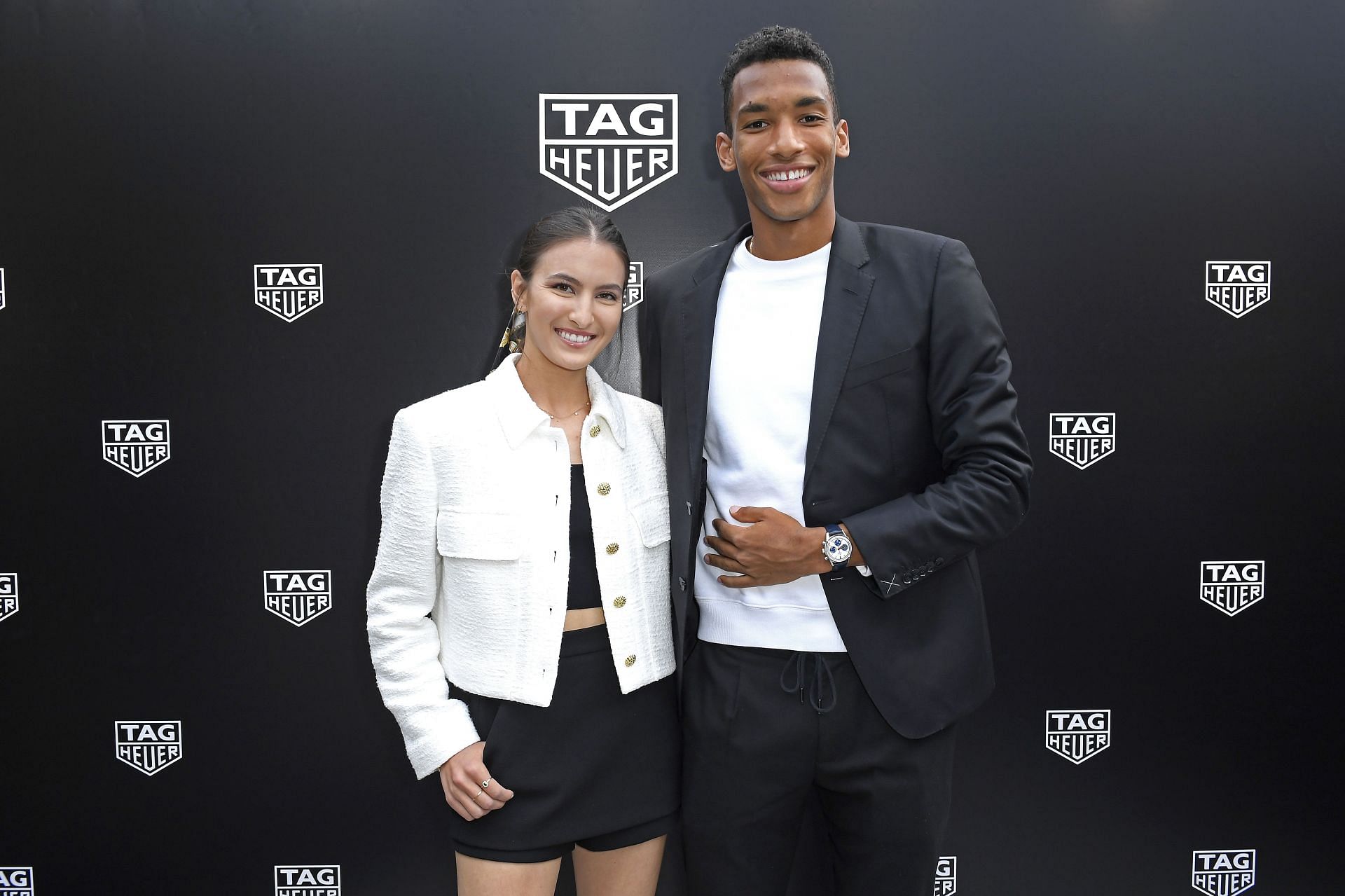 Felix Auger-Aliassime with fiance Nina Ghaibi | Image Source: Getty