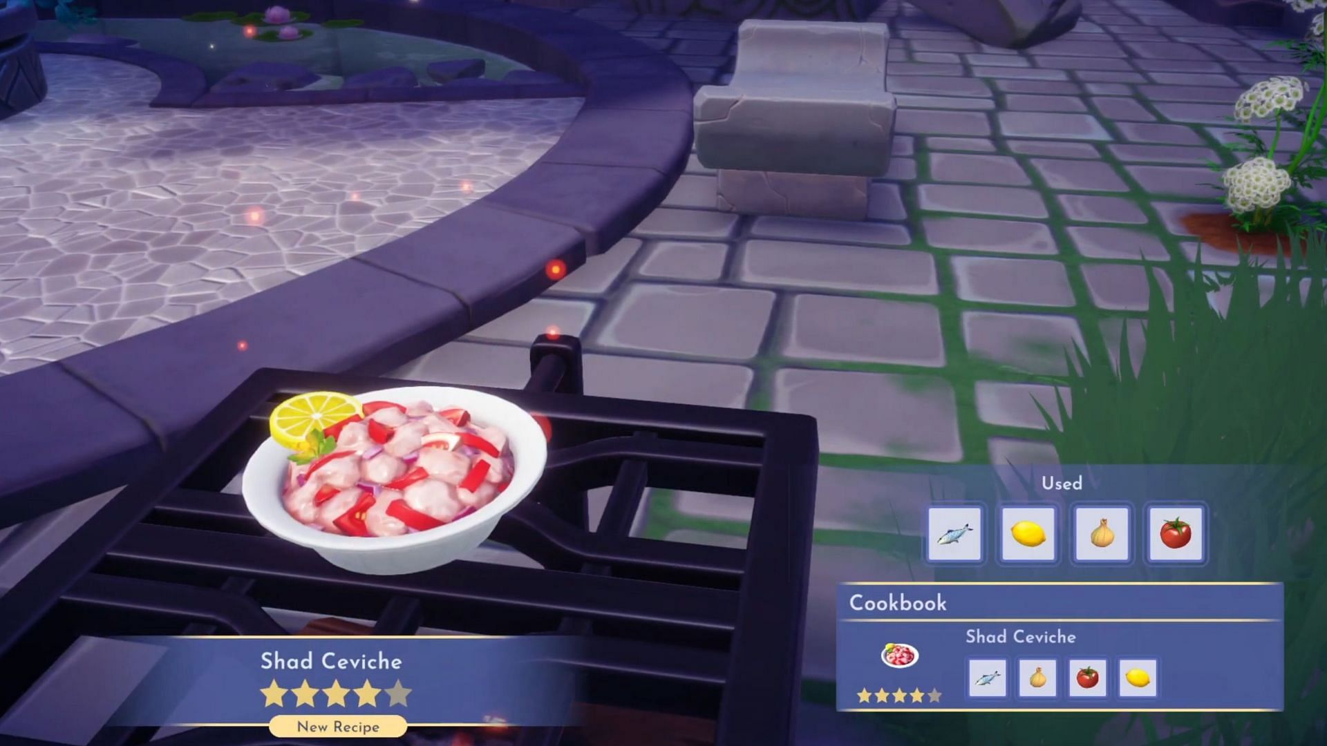 You need four ingredients to make Shad Ceviche (Image via Gameloft)