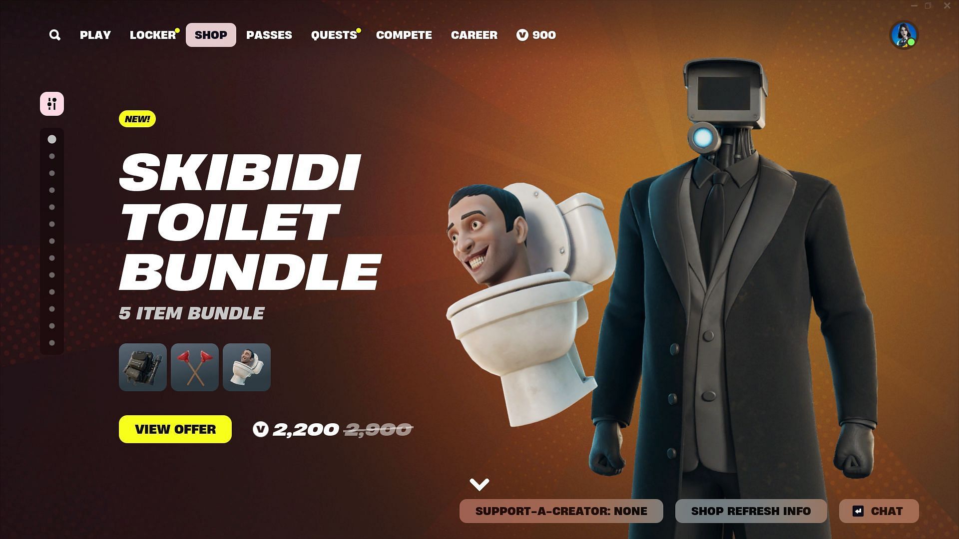 You can now purchase the Skibidi Toilet skin in Fortnite (Image via Epic Games)