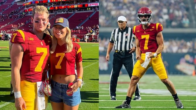 PIC: USC QB Miller Moss and GF Sofia Hildebrand enjoy a calming wellness session with Alo