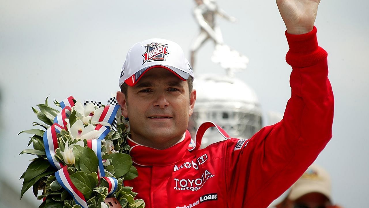 Gil de Ferran after winning the 2003 Indy 500 | Image via indycar.com