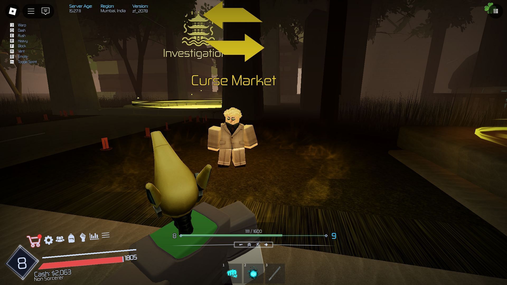 Exchange items to get the Purified Curse Hands from the Curse Market (Image via Roblox)