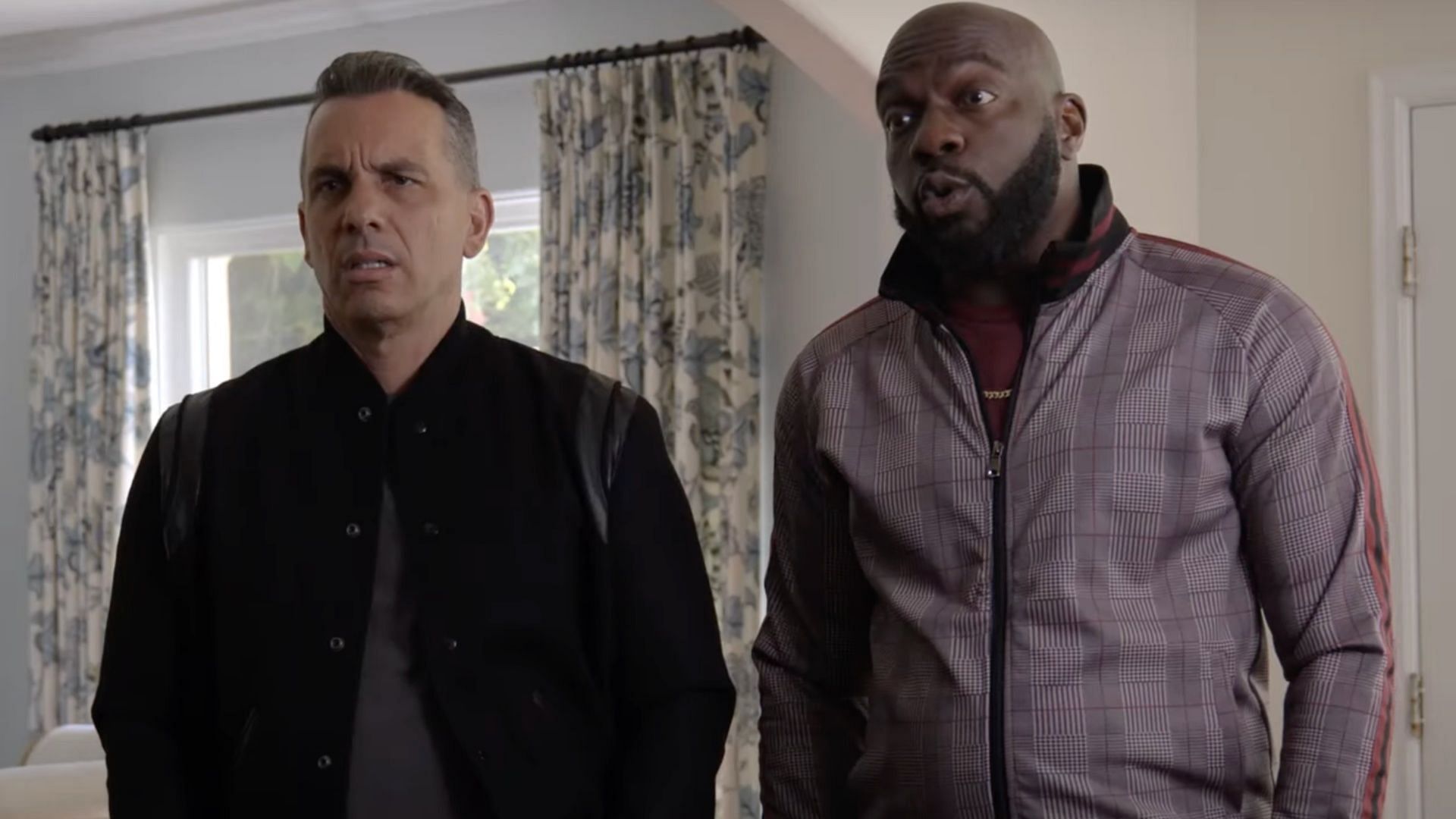 Sebastian Maniscalco and Omar J. Dorsey star as Danny and Ray in Bookie (Image via YouTube/Max)