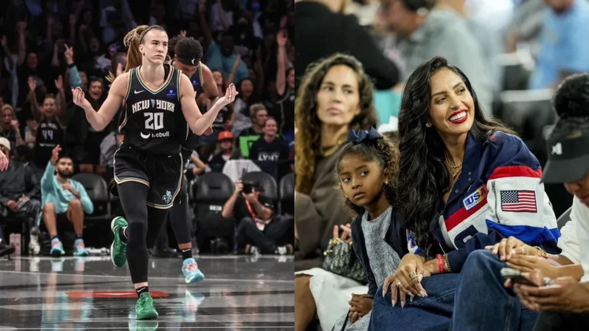 Guard Sabrina Ionescu of the New York Liberty, Vanessa Bryant watches a basketball game at the 2024 Paris Olympics. Photo Credits: Imagn