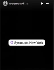 Kiyan Anthony posts Instagram Story regarding watching Syracuse Orange in action (Source: Instagram/kiyananthony)