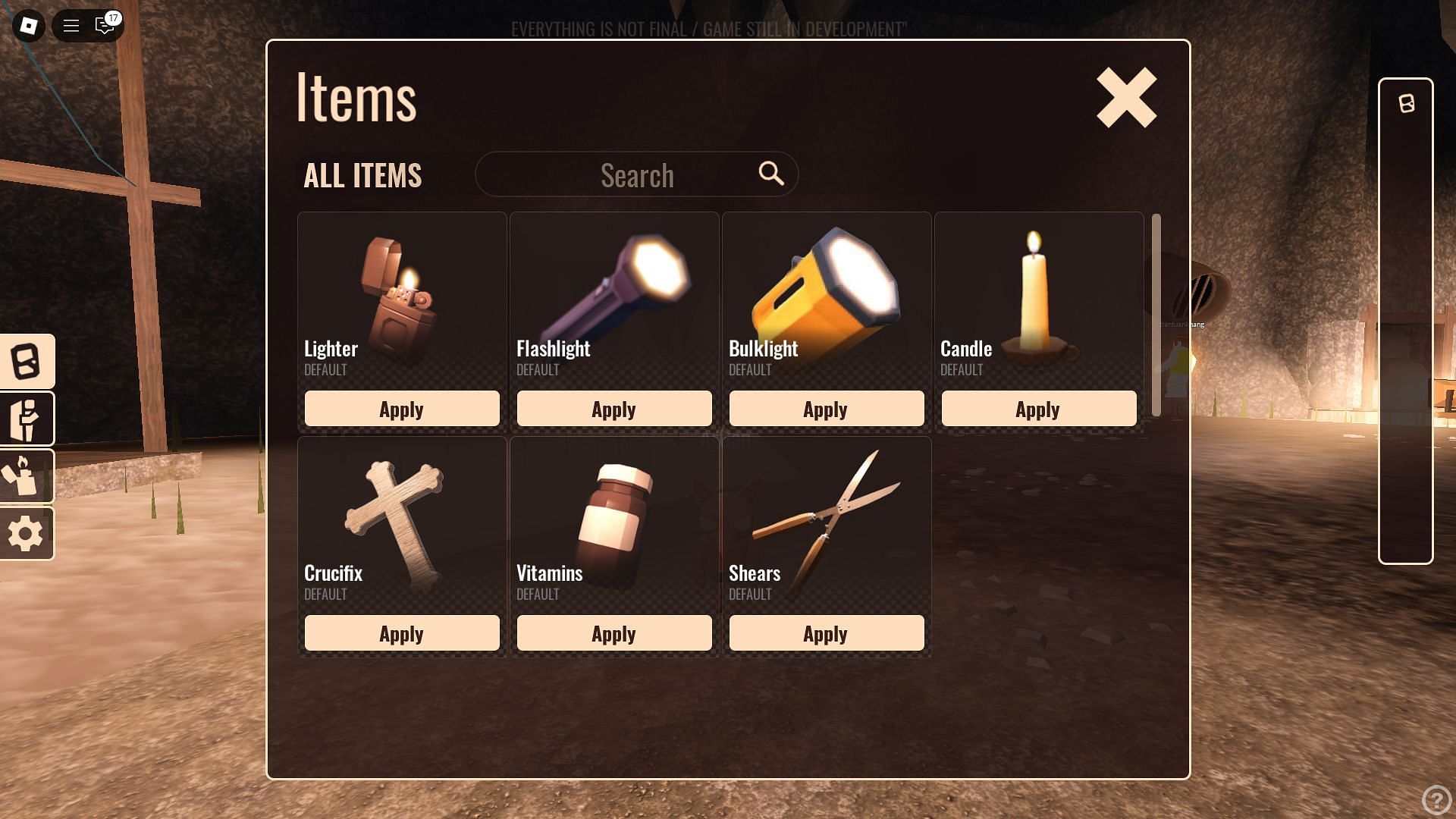 RP Items Menu (Image via Roblox)