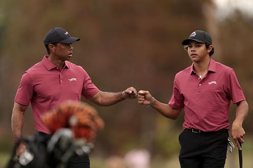 Tiger Woods with his son Charlie Woods at the PNC Championship - Round Two - Source: Getty