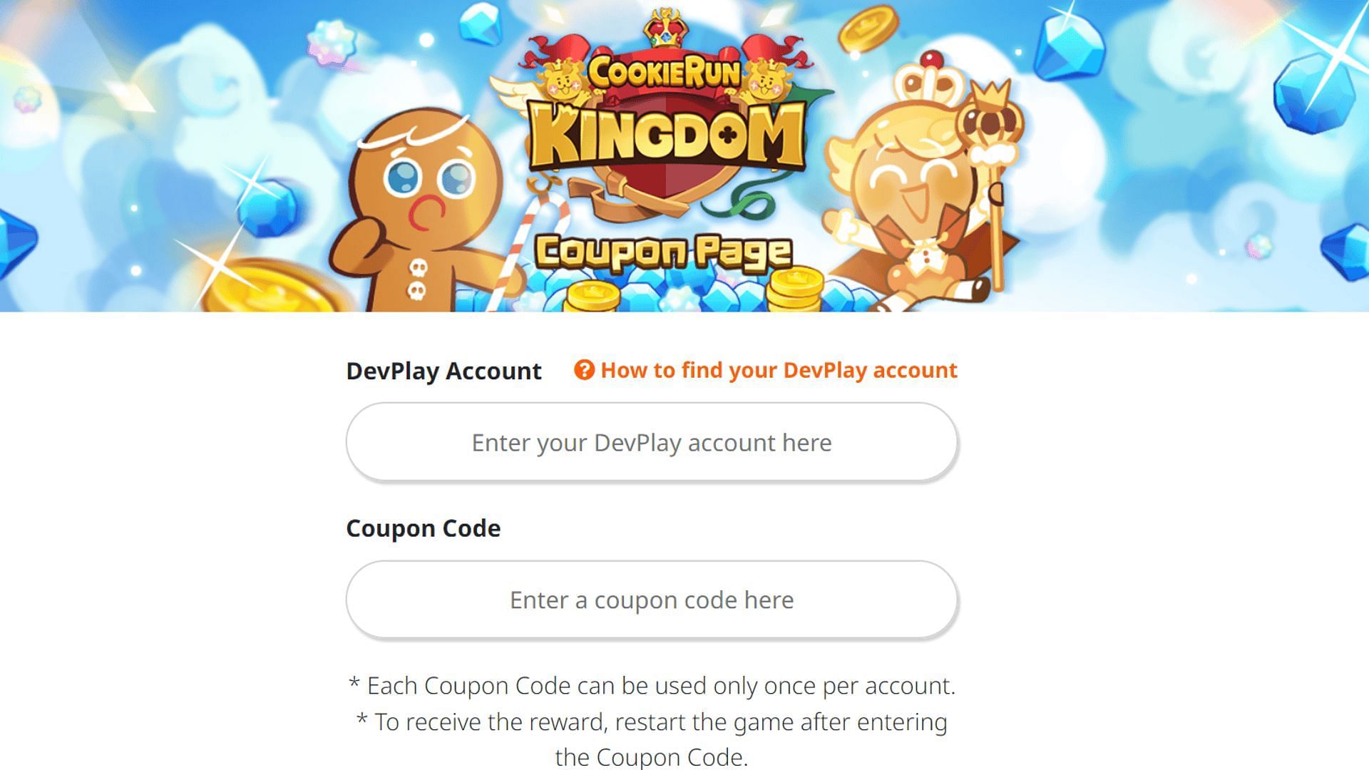 Cookie Run Kingdom codes redemption page (Image via Devisisters)