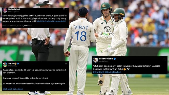 "Stubborn people don't listen to words; they need actions" - Fans divided over Virat Kohli-Sam Konstas shoulder barge in BGT 2024-25 4th Test