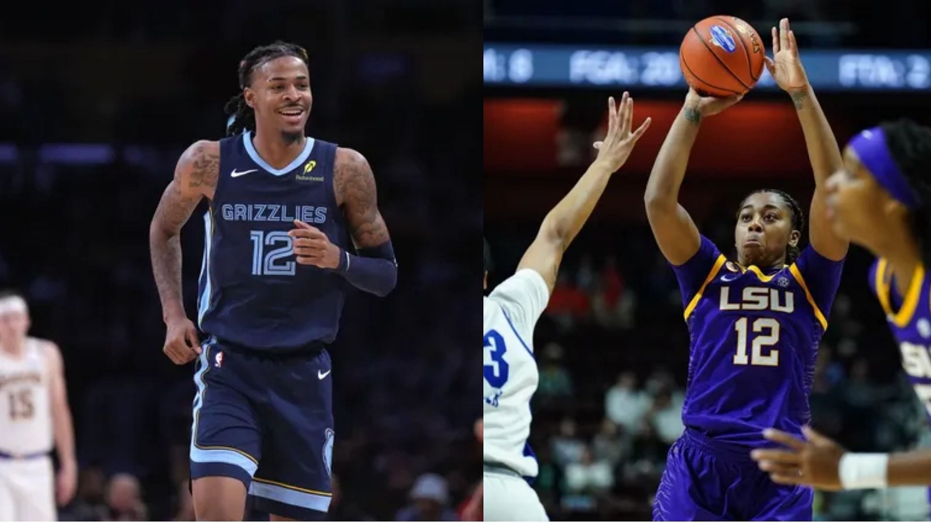 Memphis Grizzlies point guard Ja Morant (left) and LSU Tigers guard Mikaylah Williams (right) (Image Source: IMAGN)