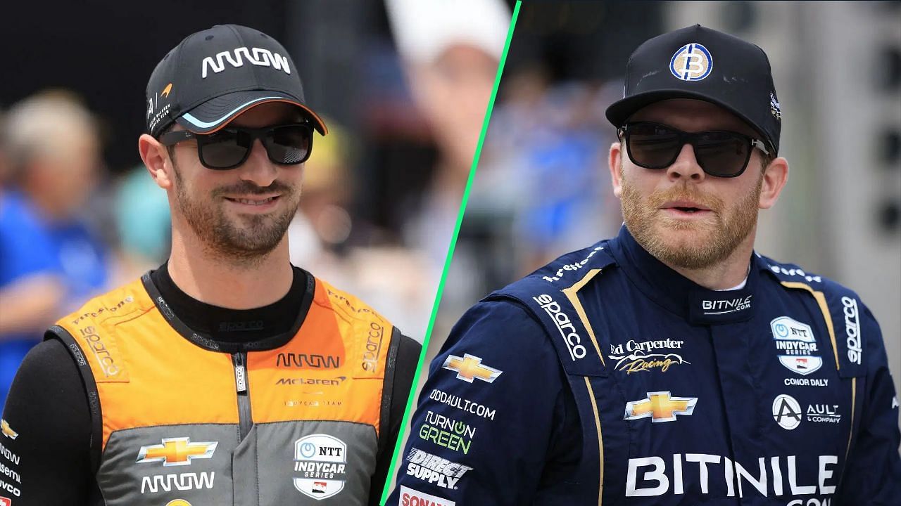 Alexander Rossi reacts to Conor Daly