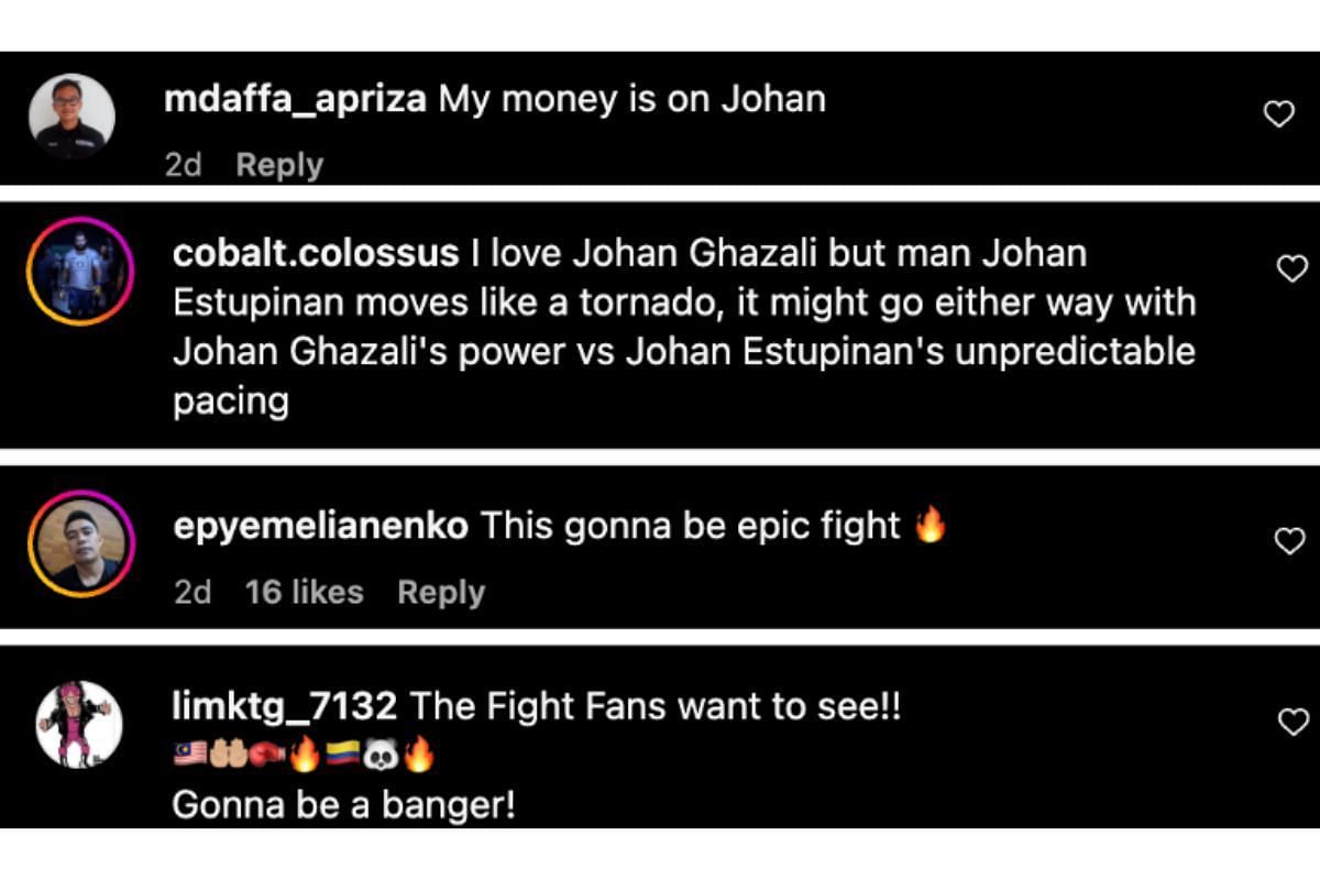 Screenshot of fans&#039; comments