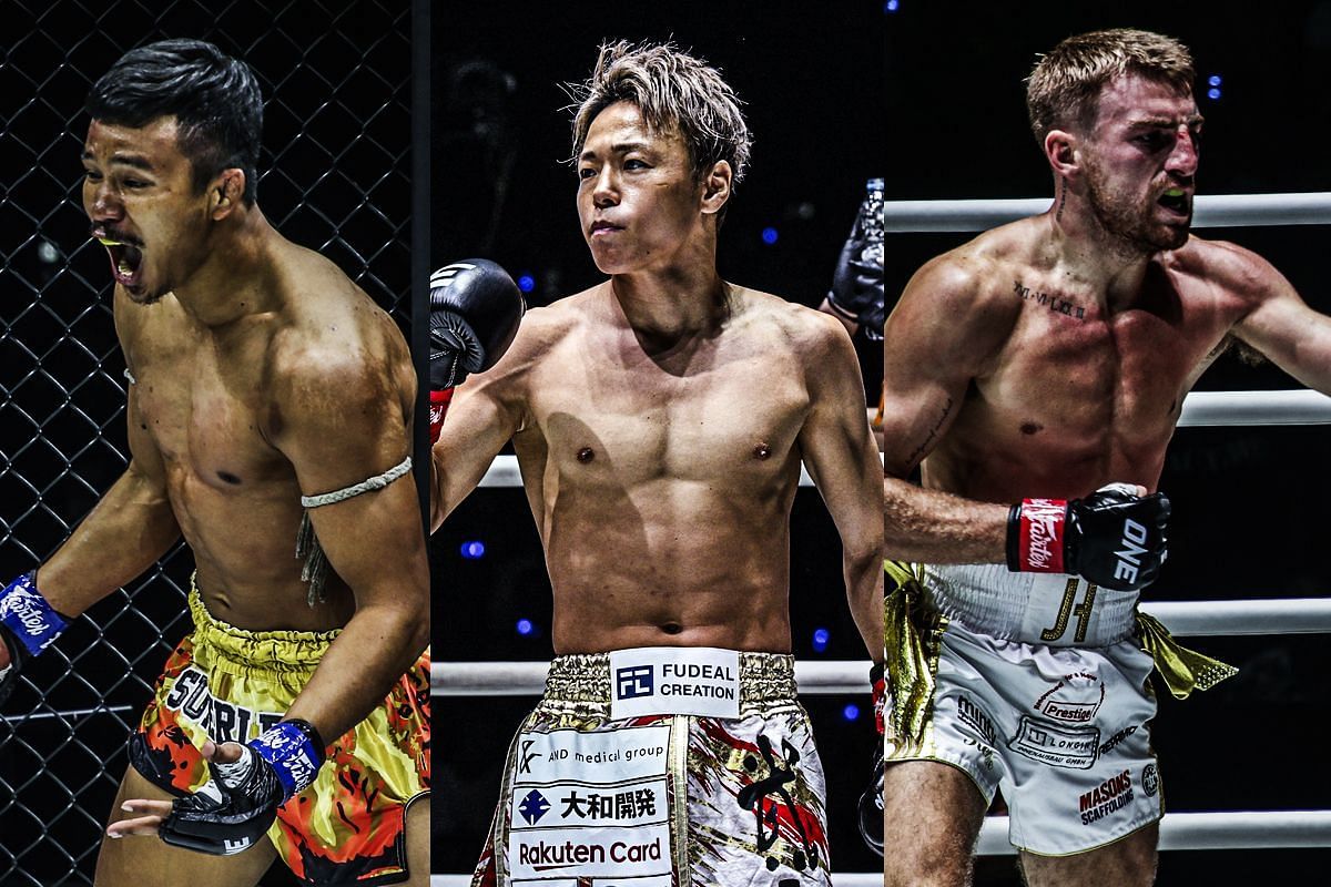 Superlek Kiatmoo9 (left), Takeru Segawa (middle), Jonathan Haggerty (right) [Photo via ONE Championship] 