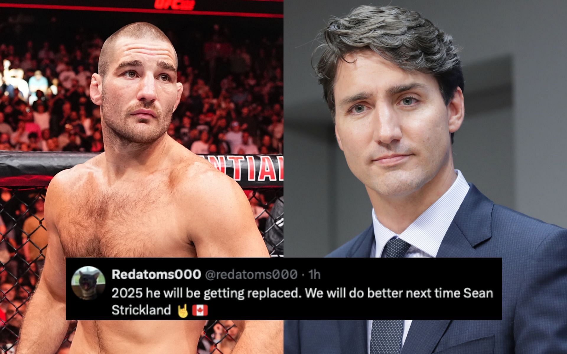 Fans react to Sean Strickland (left) slamming Justin Trudeau (right). [Image courtesy: Getty Images]