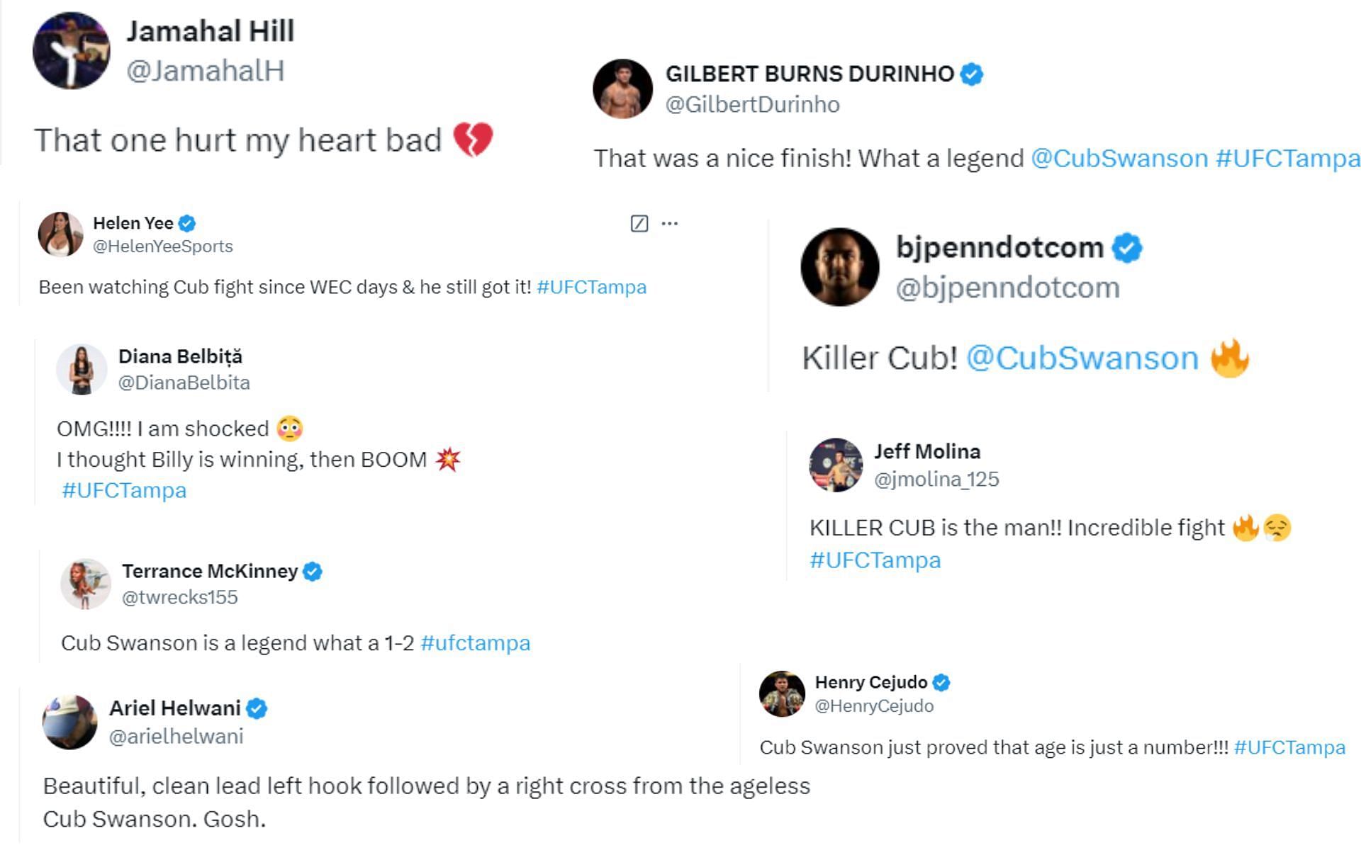 Screenshots courtesy: MMA figures&#039; reaction to Cub Swanson&#039;s win