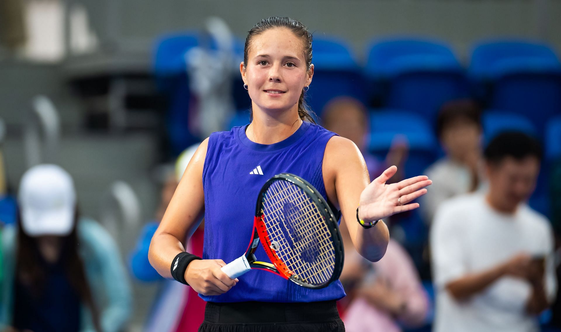 Kasatkina interacts with the crowd in the Toray Pan Pacific Open - Source: Getty