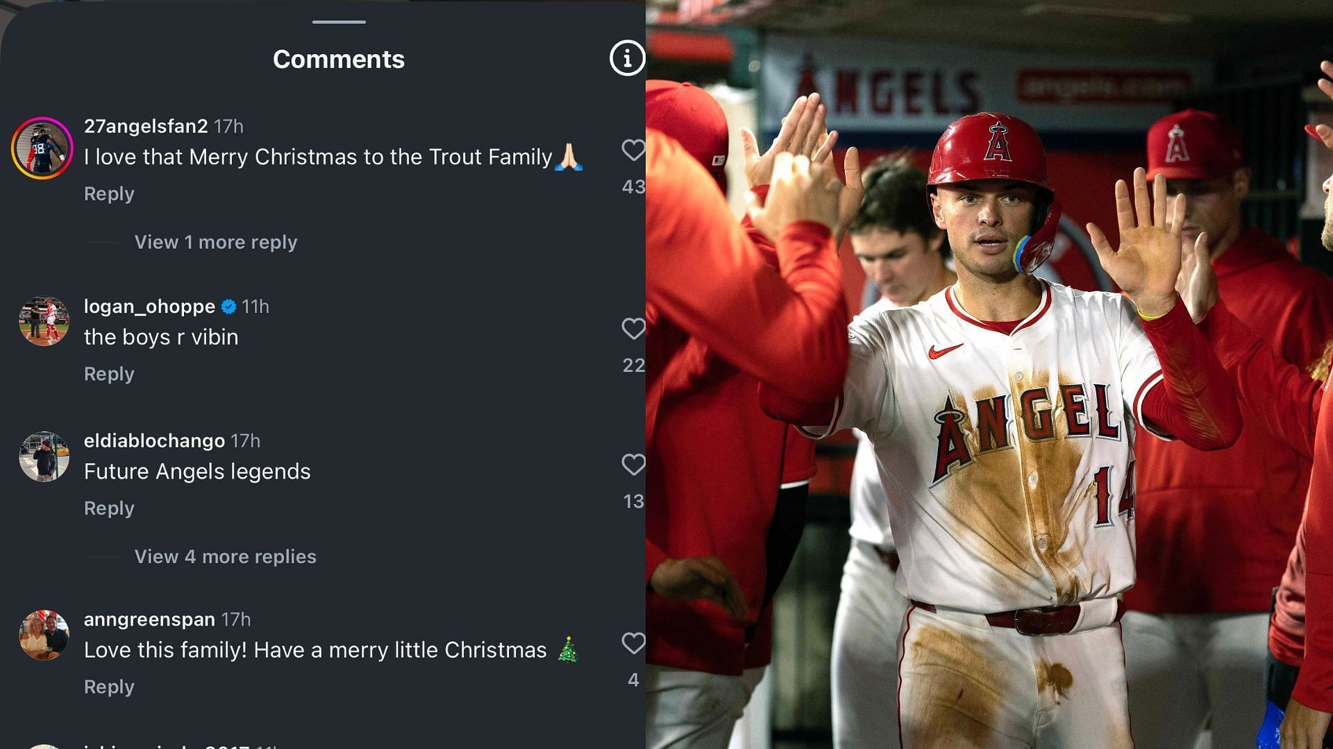 Mike Trout&#039;s teammate Logan O&#039;Hoppe left an hilarious comment on his Christmas IG post (Photo Source: IMAGN / @miketrout)