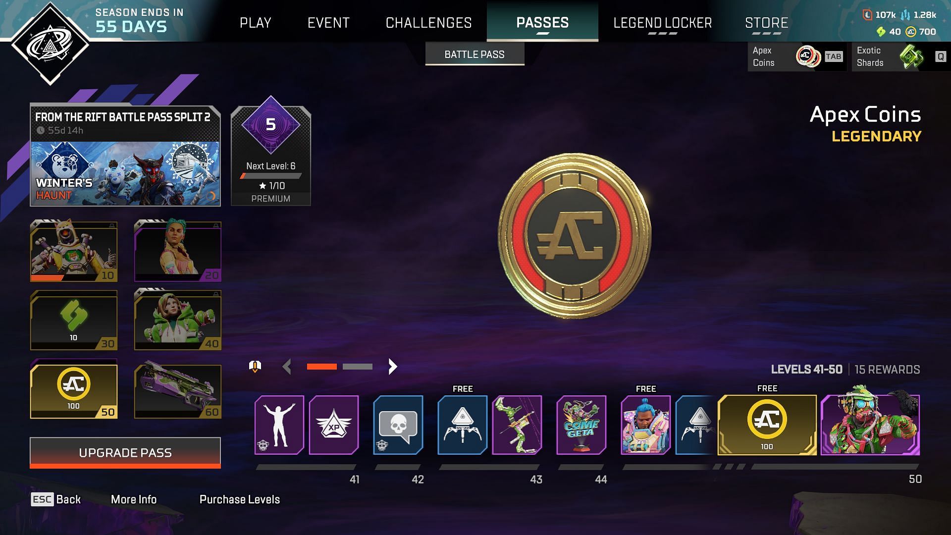 Apex Legends Season 23 Split 2 Battle Pass Levels 41-50 (Image via EA)