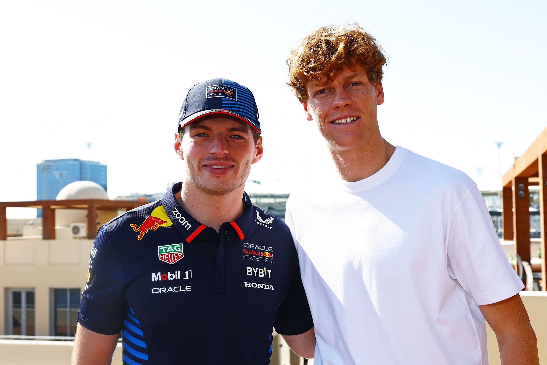 Jannik Sinner (R) and Max Verstappen at the F1 Grand Prix of Abu Dhabi (Source: Getty)