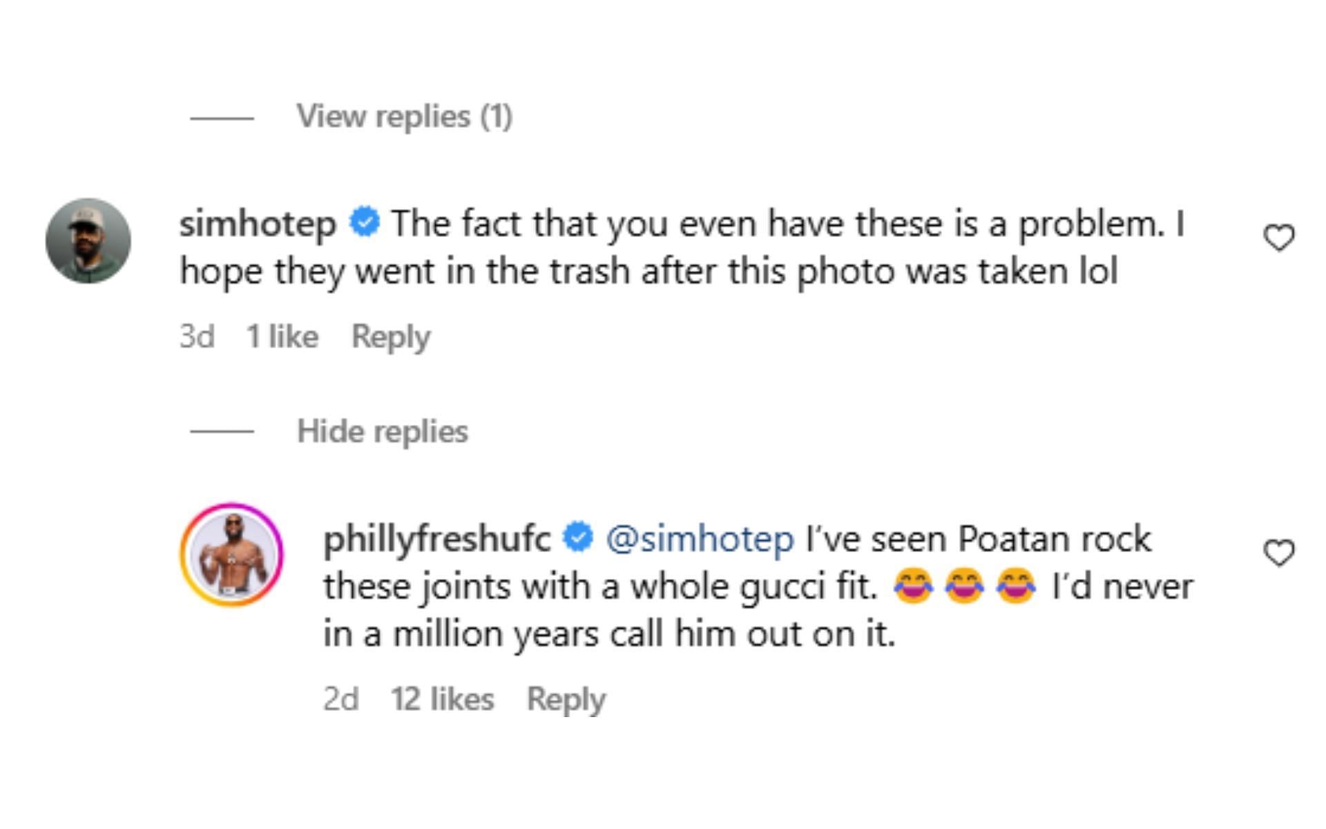 Comments on the post. [Screenshots courtesy: @phillyfreshufc on Instagram]