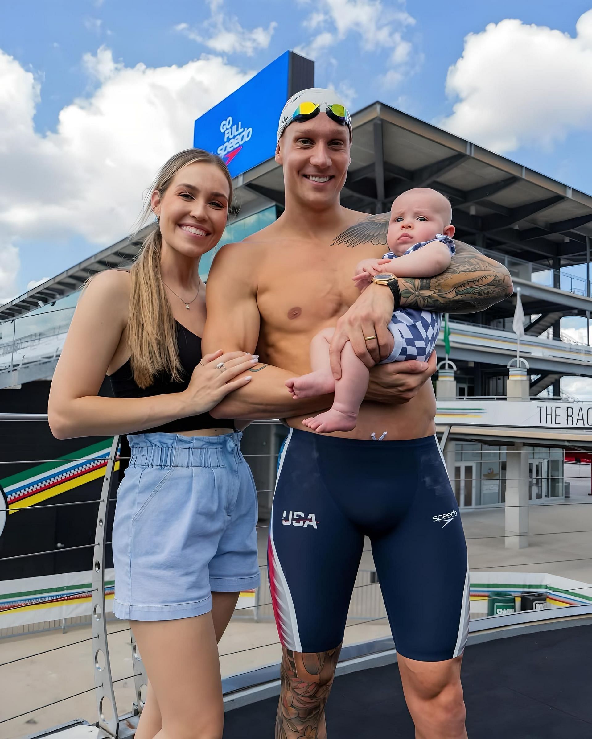 Caeleb Dressel with his wife Meghan Dressel and son August Dressel/ Source: Instagram @meghandressel