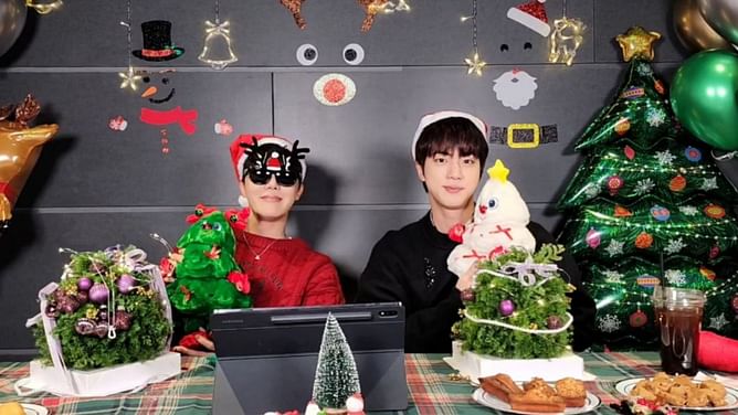 "So fun watching 2Seok together"— Fans delighted as BTS' Jin and J-hope reunite for a Christmas live session on Weverse after three years