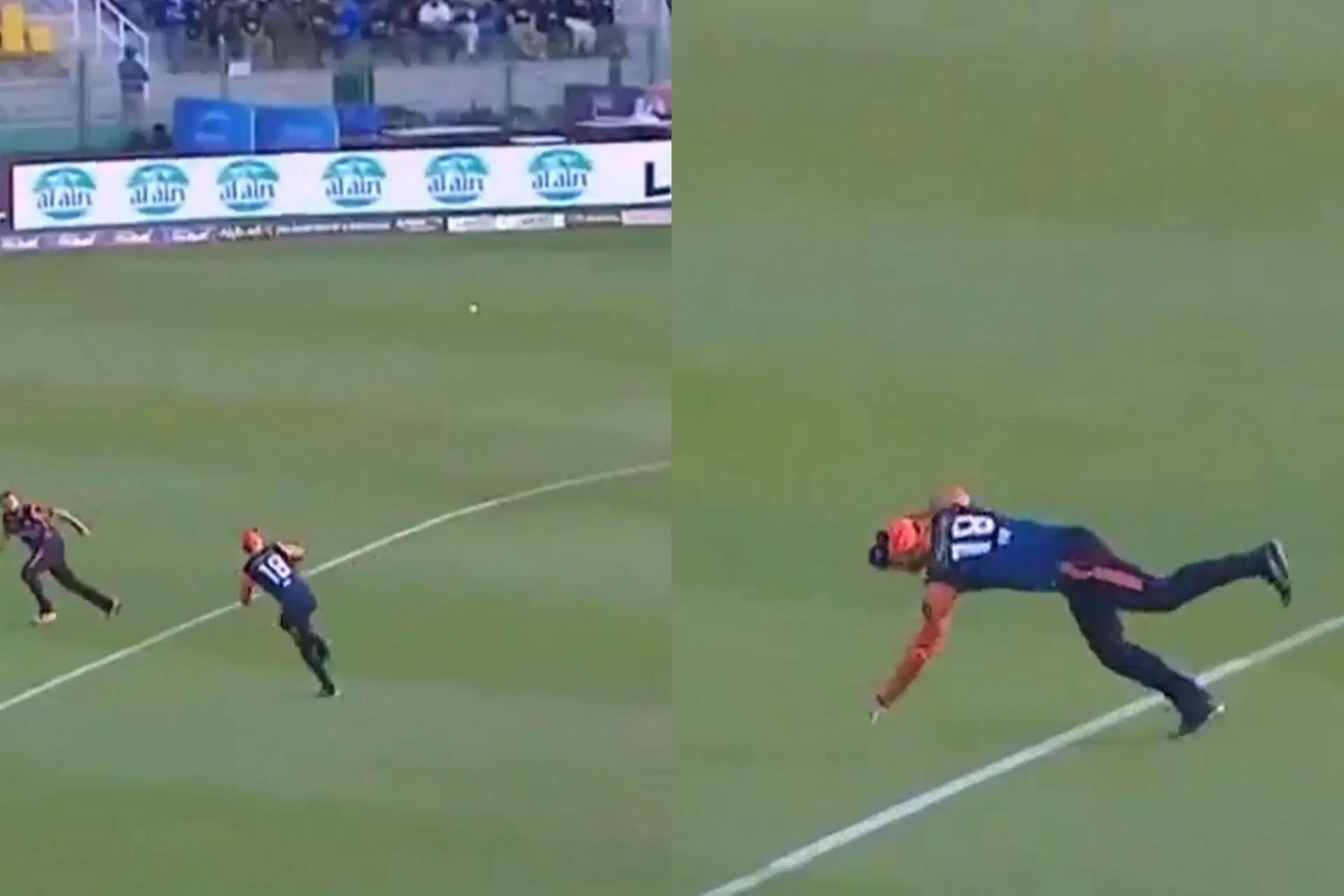 Faf du Plessis pulls off spectacular one-handed catch against Delhi Bulls in Abu Dhabi T10 League (Image via X-@FanCode)