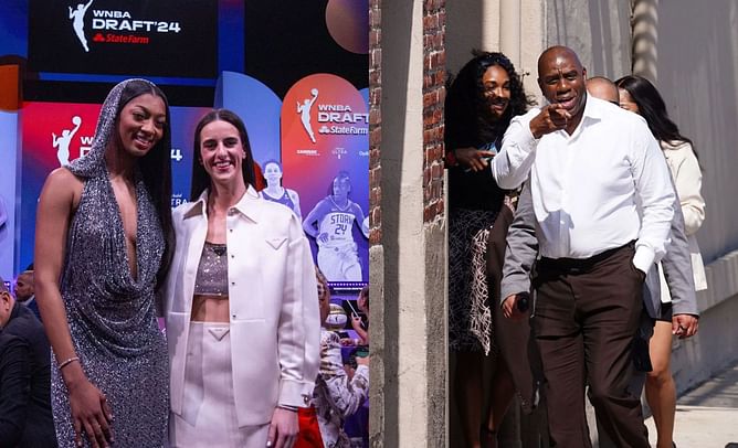 "They end up getting private planes now" - Magic Johnson endorses Caitlin Clark & Angel Reese as new era's version of him & Larry Bird