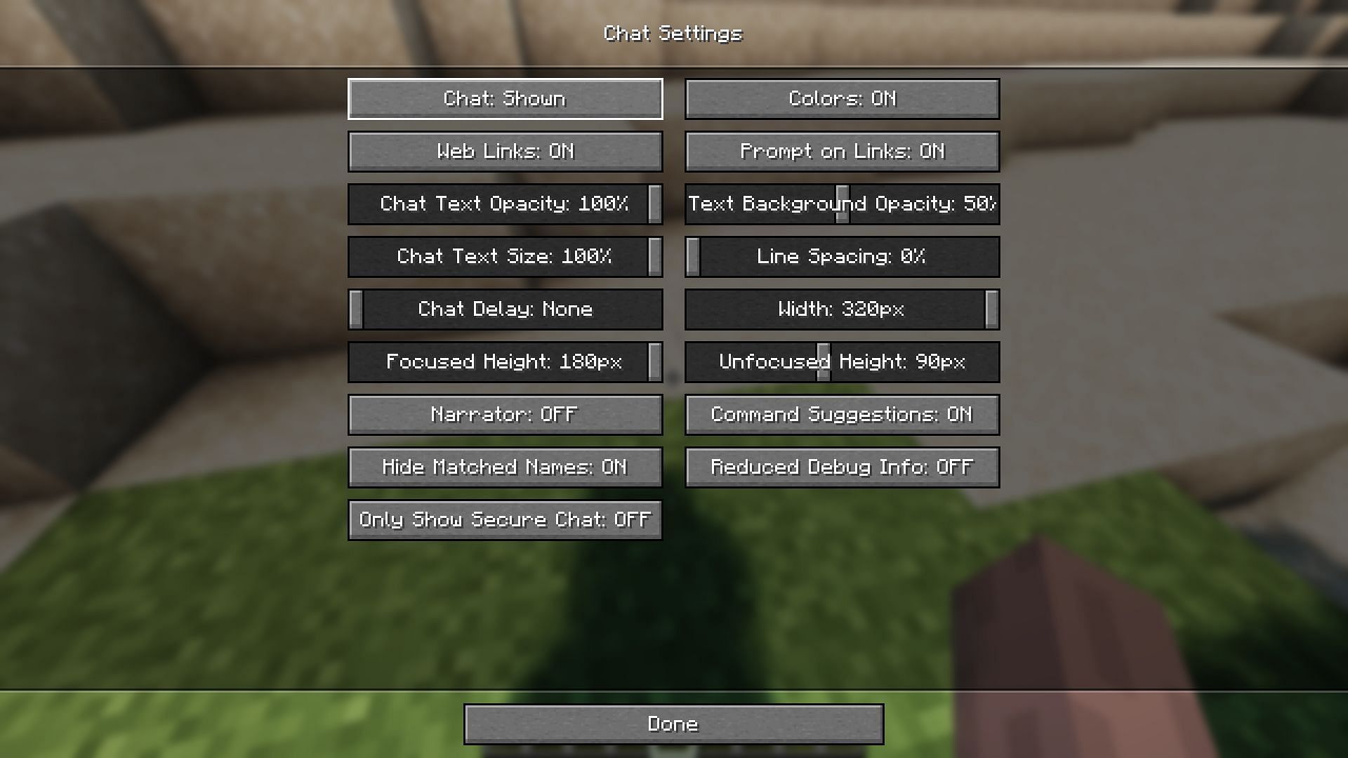 You can also hide the chat in Java Edition (Image via Mojang Studios)