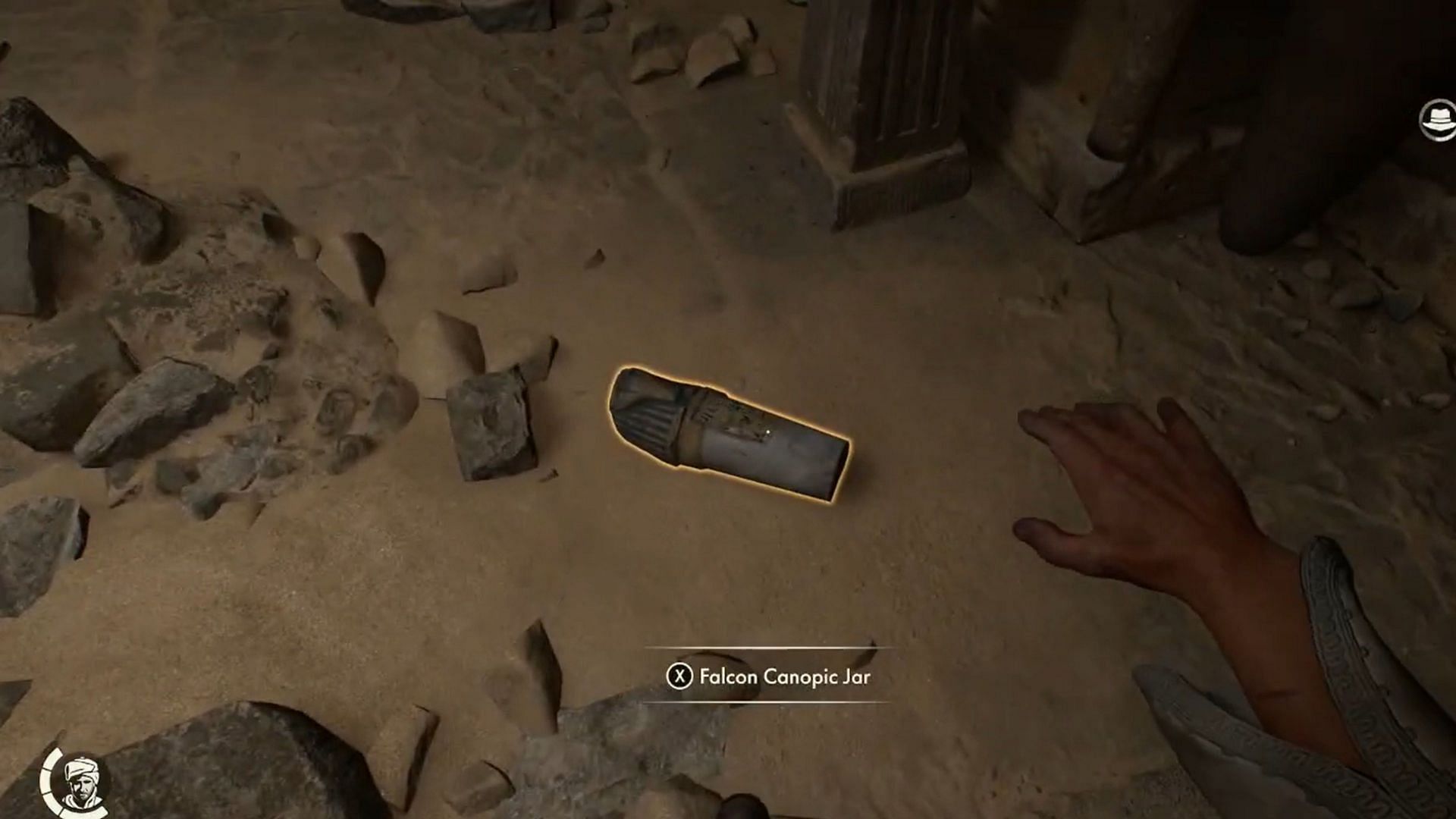 The falcon jar is on the floor of the main room (Image via Bethesda)