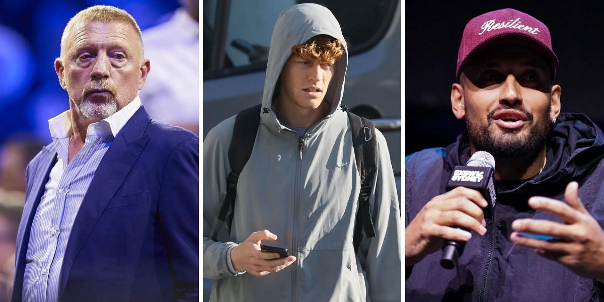 Boris Becker (L), Jannik Sinner (C) and Nick Kyrgios | Images: Getty