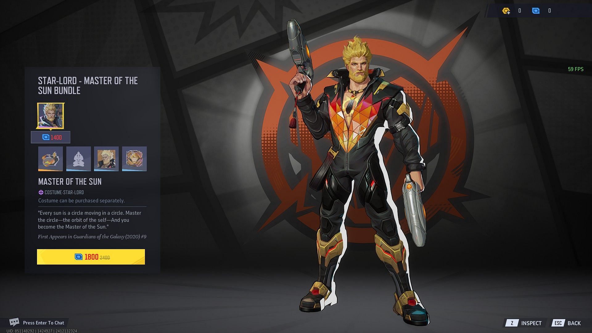 Star-Lord Master of the Sun skin