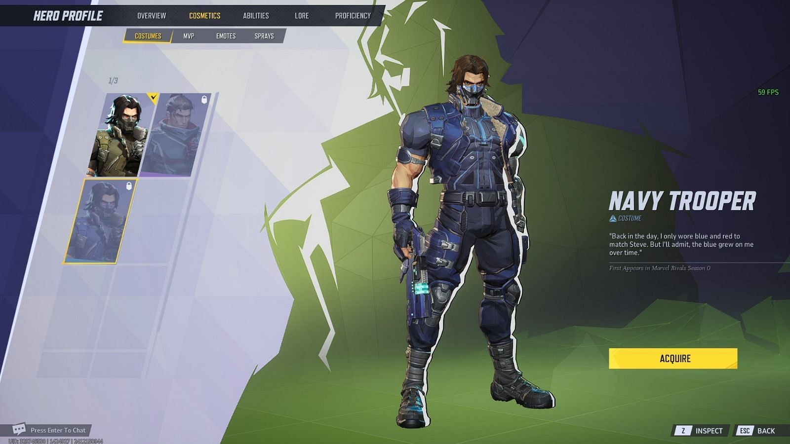 Bucky&#039;s Navy Trooper skin in Marvel Rivals (Image via NetEase Games)