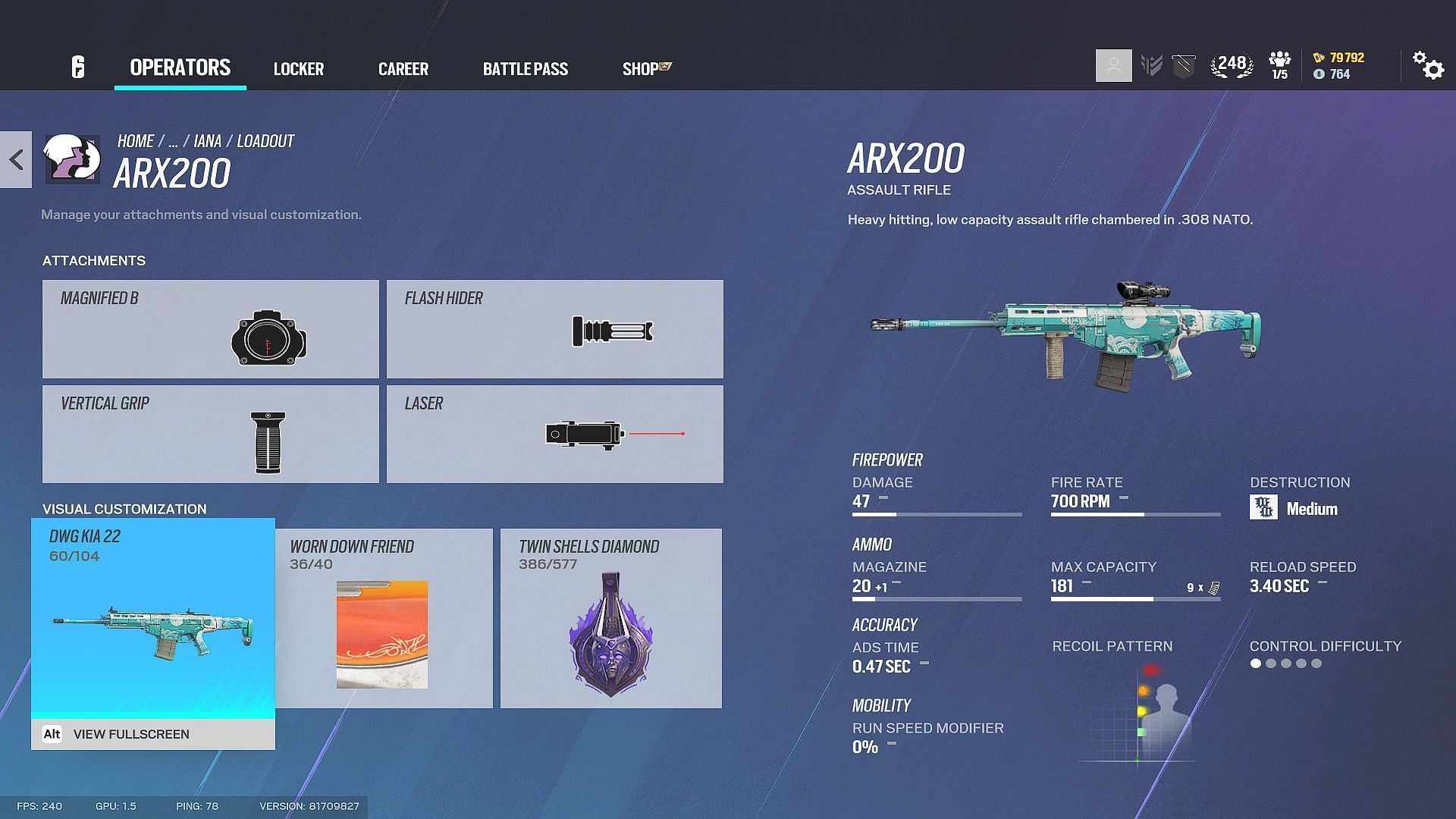 ARX200 is the first choice in a Iana loadout in Rainbow Six Siege (Image via Ubisoft)