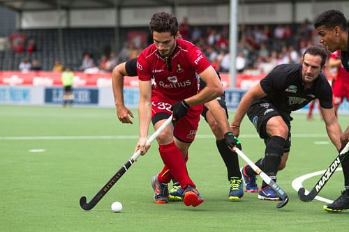 Tanguy Cosyns in action against New Zealand at the FIH Field Hockey Pro League - Source: Getty