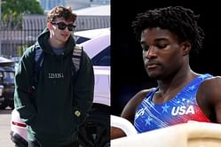 Stephen Nedoroscik makes his feelings known on Fred Richard's pommel horse skills