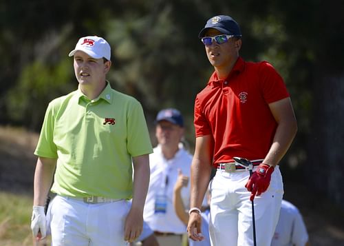 Robert MacIntyre (left) facing Cameron Champ, 2017 Walker Cup (Image via Getty).