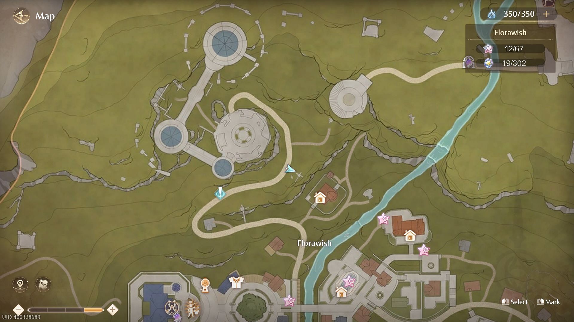 Rosy spawns where the player icon is (Image via InFold Games)