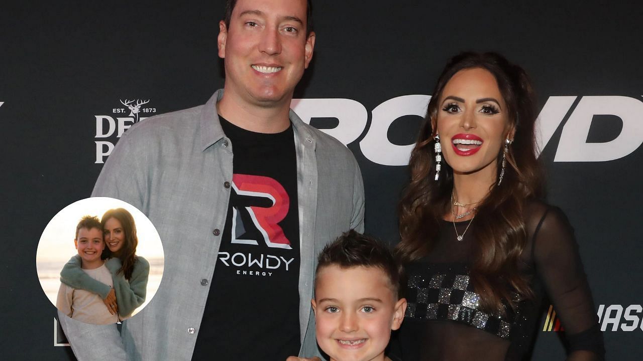 Kyle Busch with wife, Samantha and son, Brexton. Images via Imagn and Samantha