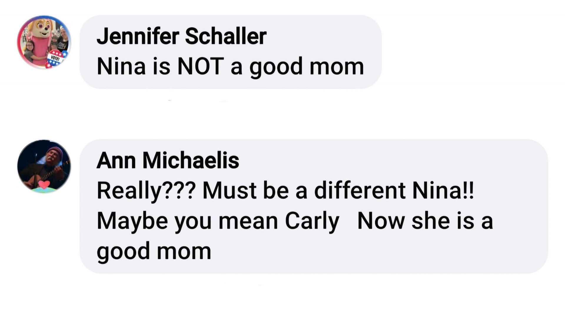 Audience members pitching in with their views about Nina as a mother (via Oshea Wright / Facebook)