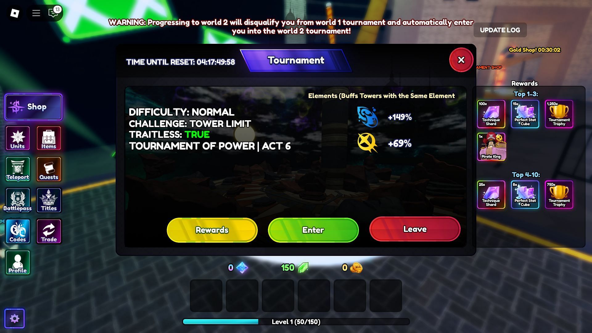 Complete the Tournament to earn various rewards (Image via Roblox)