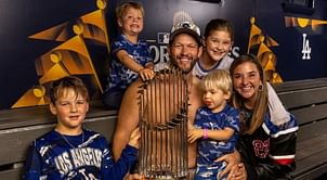 Picture: Clayton Kershaw goes beardless for Christmas snap with wife Ellen and their 4 kids