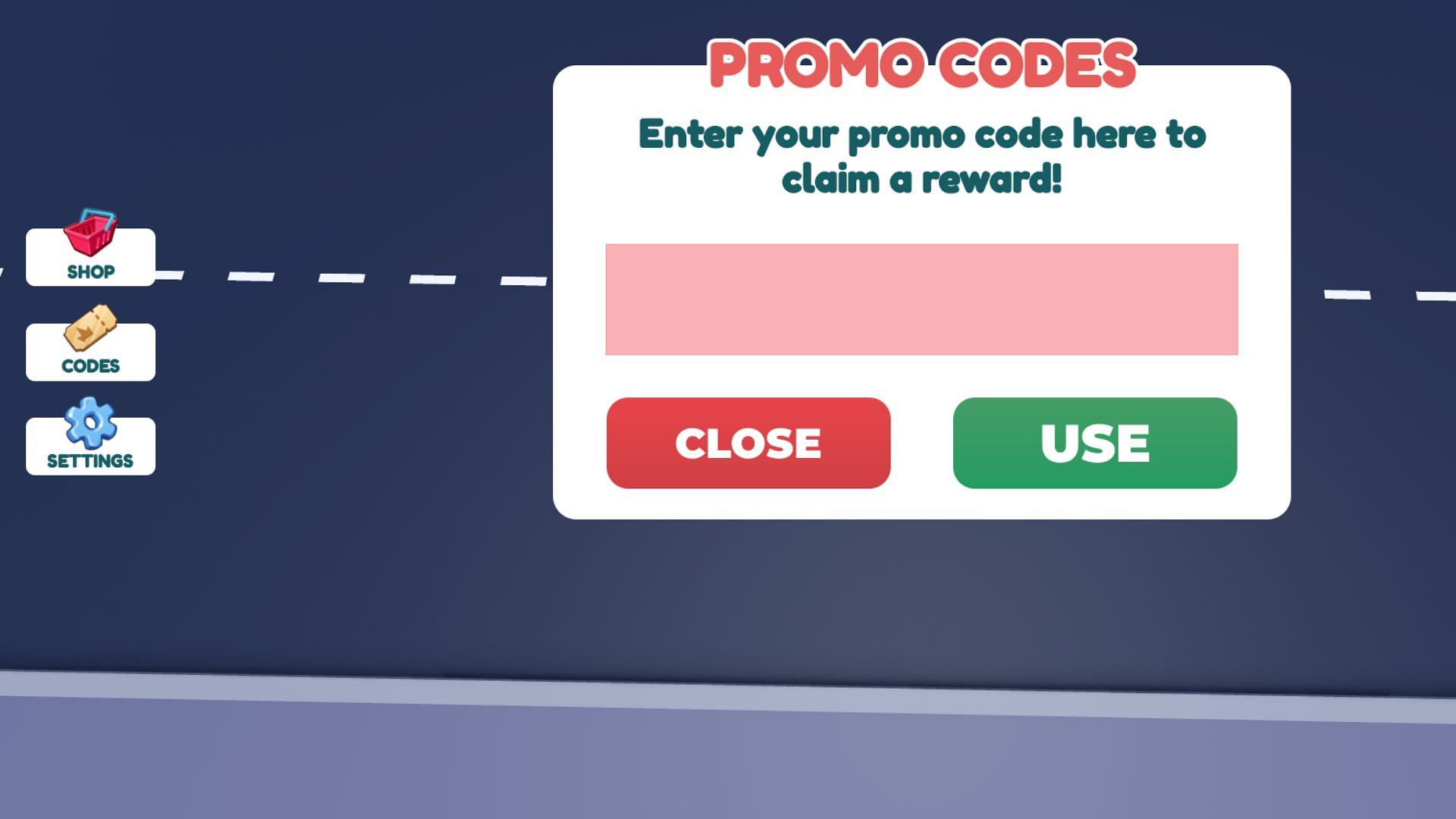 Redeem codes in My Bakery (Image via Roblox)