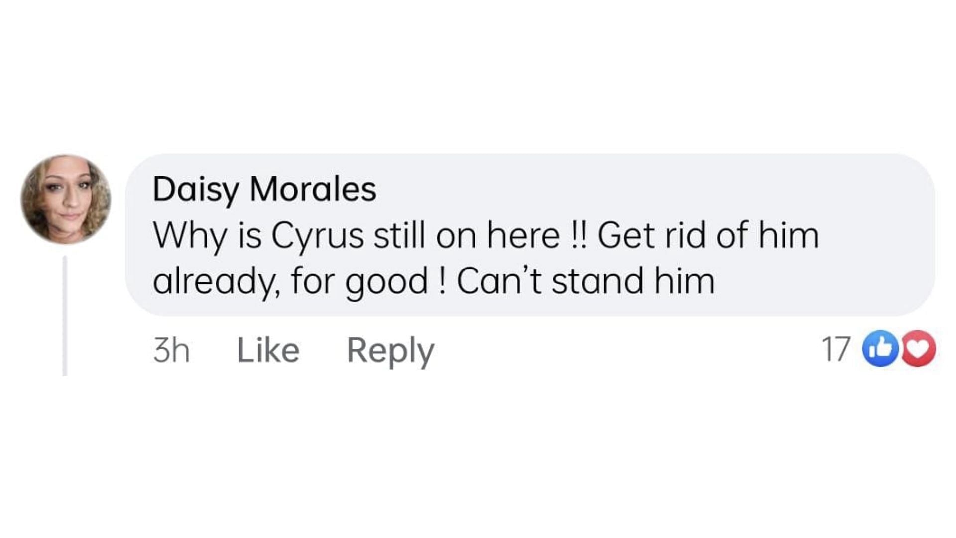 Screenshot of comment (Image via Facebook / General Hospital)