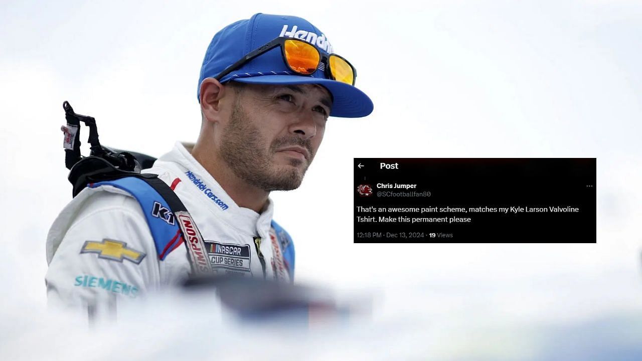 Fans make their feelings known about Kyle Larson&rsquo;s &lsquo;perfection&rsquo; NASCAR paint scheme (Vvia IMAGN @@SCfootballfan80 on X)